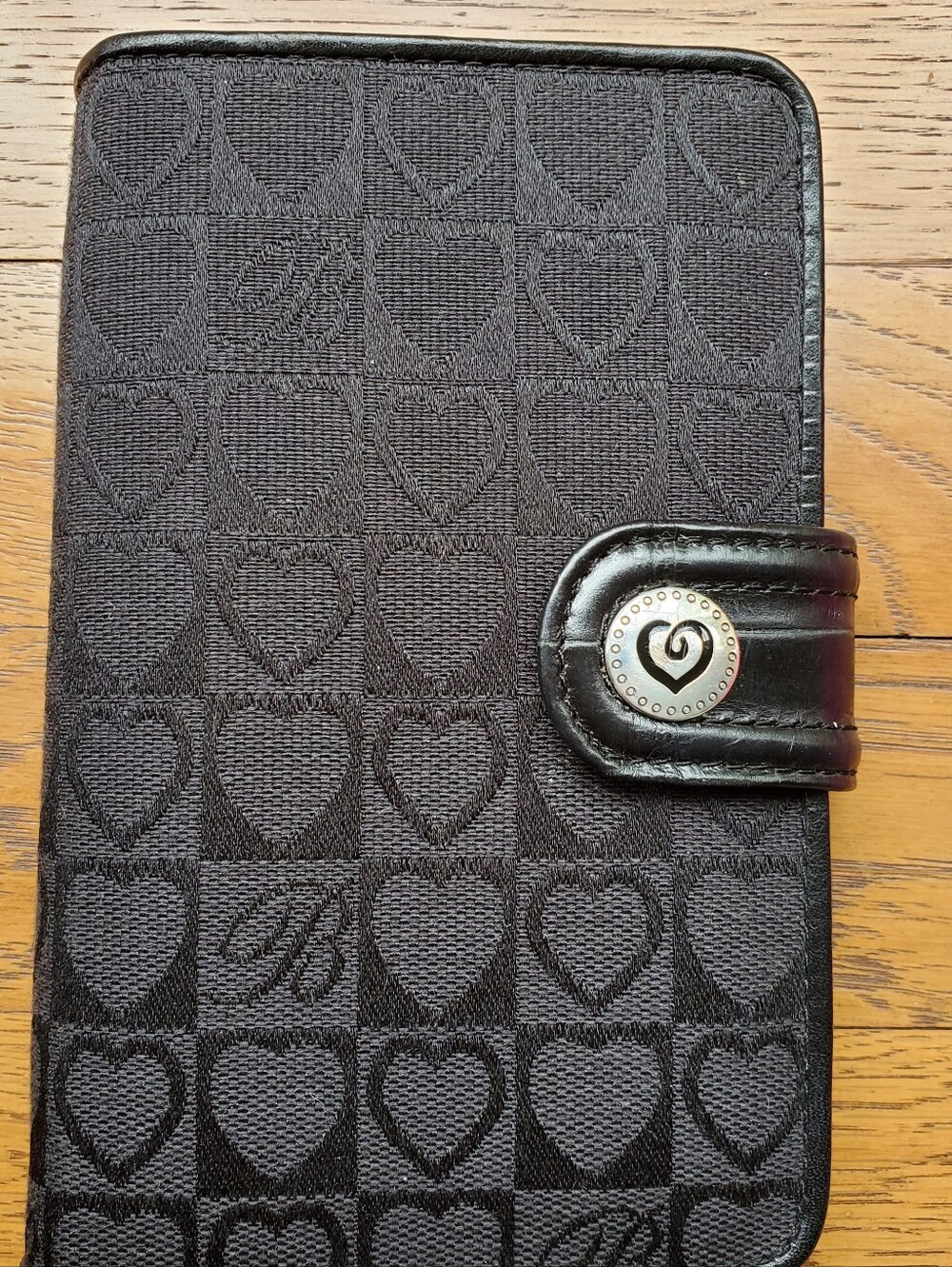 Brighton Black Heart Canvas Leather 6 Ring Binder Planner Agenda A7 size